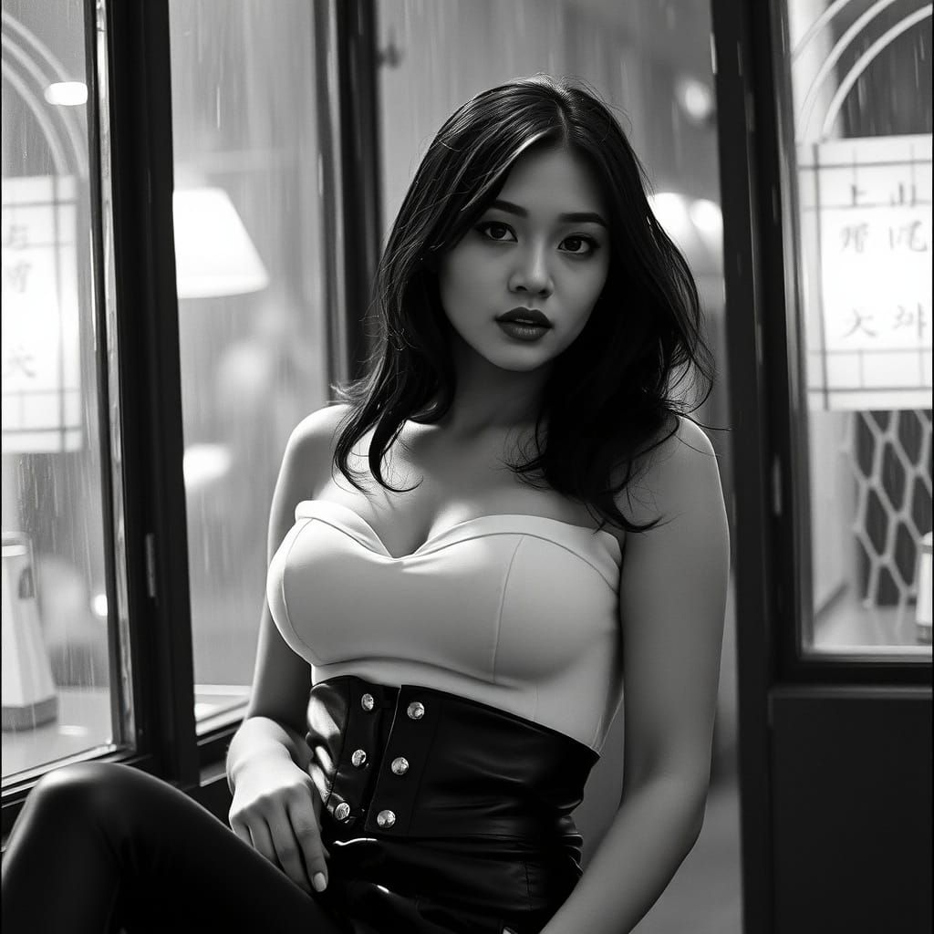 Chinese Woman in Corset and Leather Pants