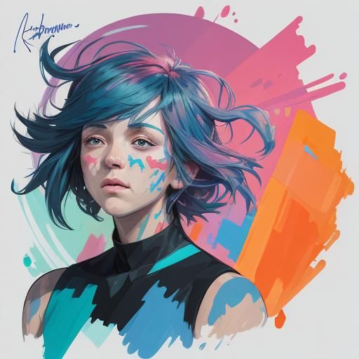 Sad Woman Dancing: Expressionist Graffiti Art