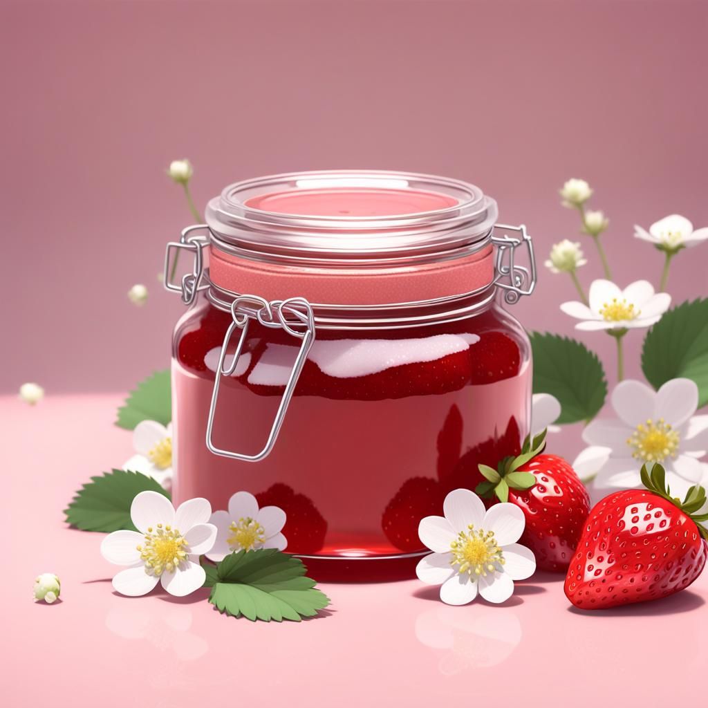 Strawberry Jam Jar in Anime Style