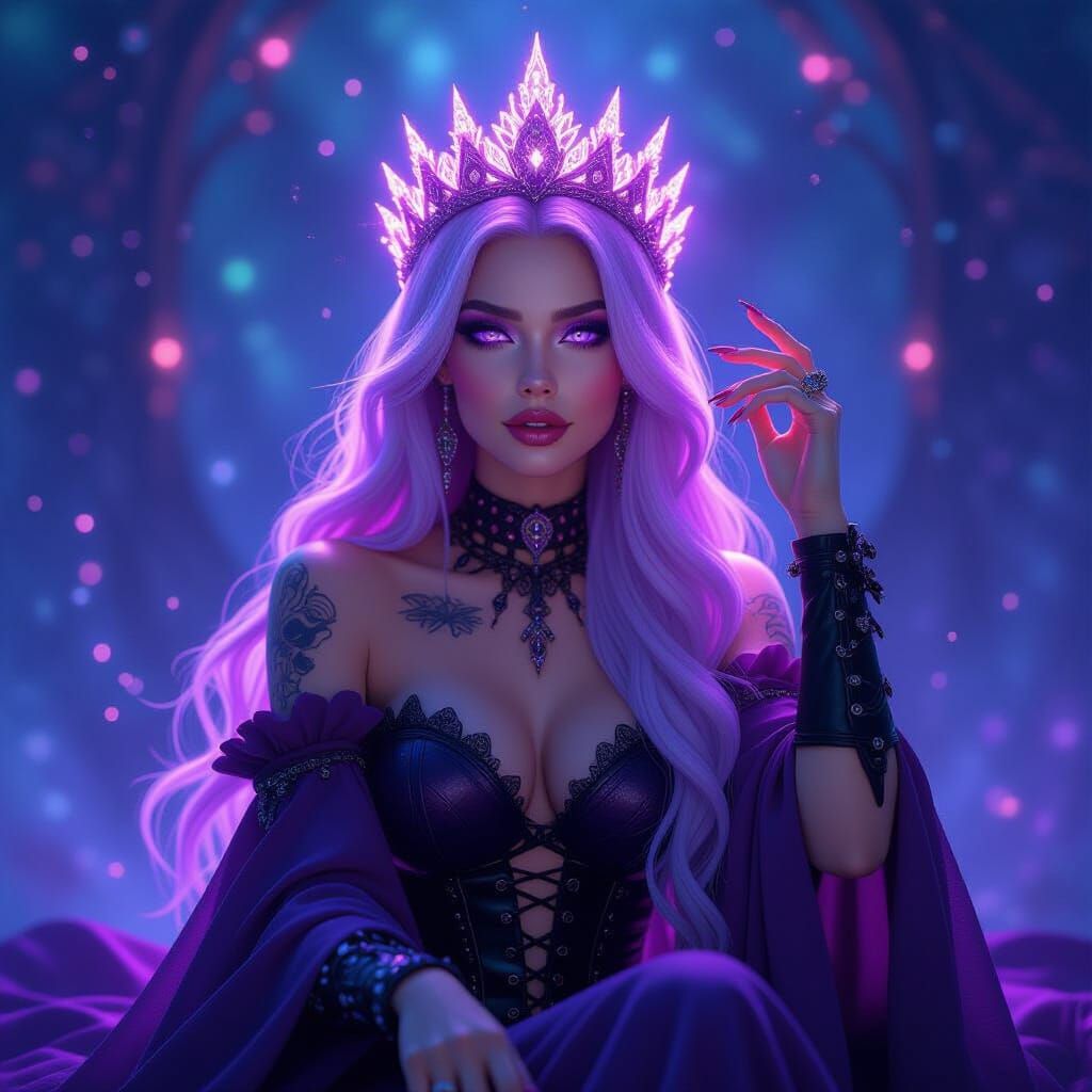 Boho-Gothic Queen in Cosmic Dreamscape