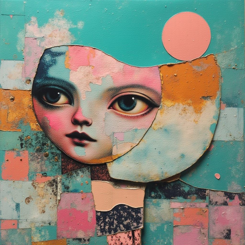 Dadaist 3D Mixed Media Artwork with Optimism in Dystopia