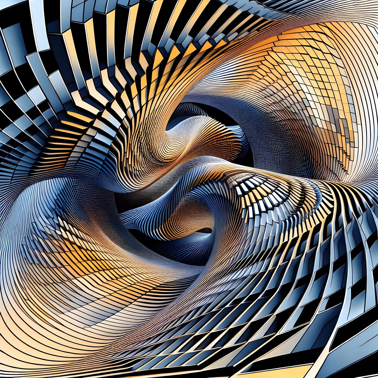 Surreal Optical Illusion in Distorted Grid Patterns