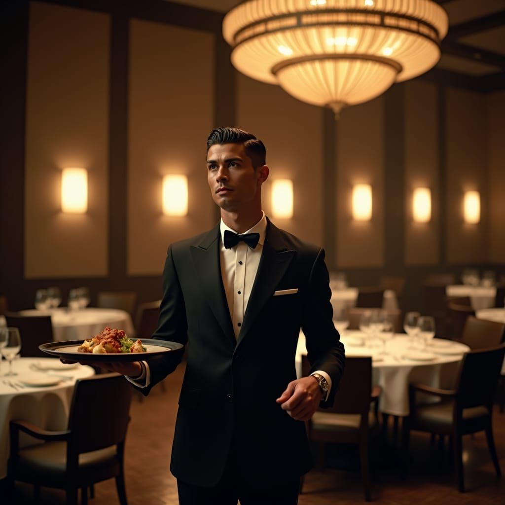 Cristiano Ronaldo as Waiter in Cinematic Restaurant