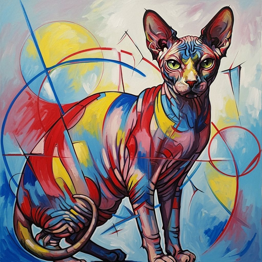 Abstract Sphynx Cat in Swirling Colors