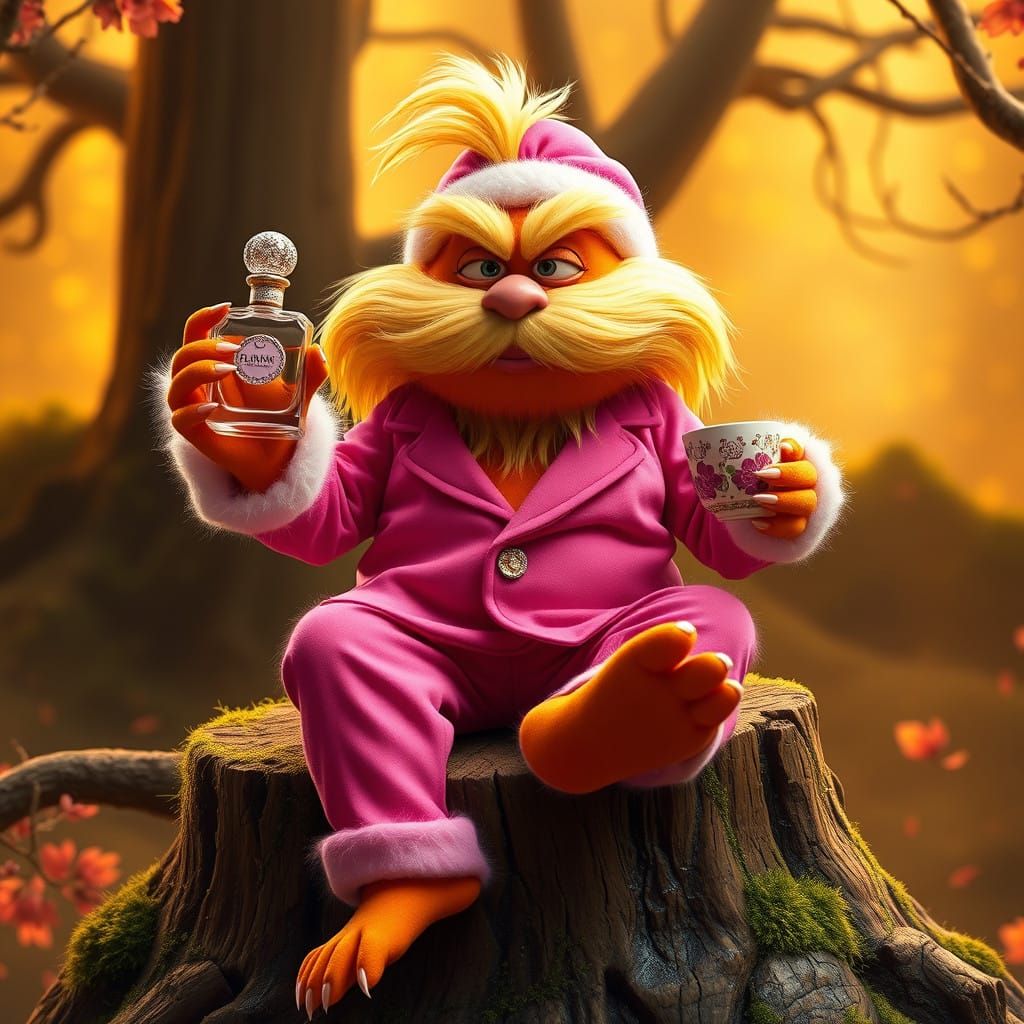 The Lorax in Opulent Preppy Pajamas
