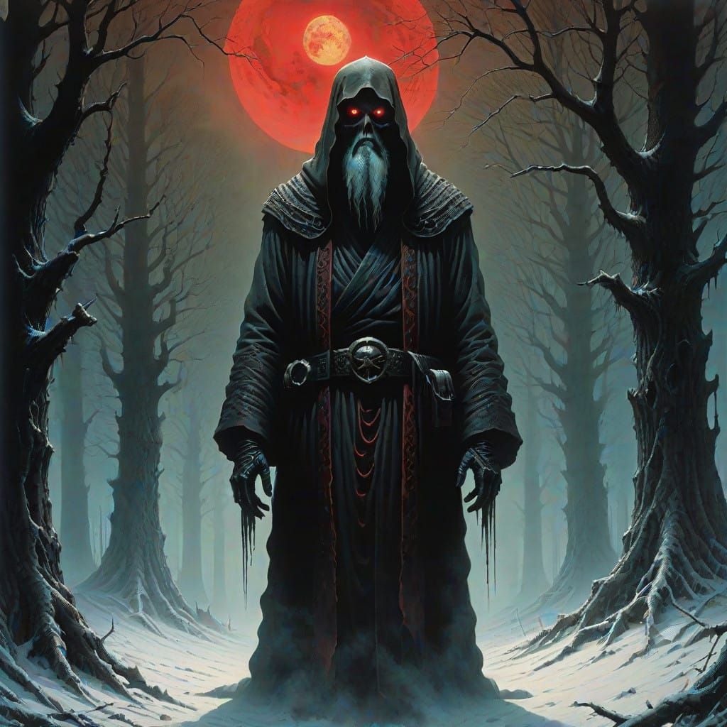 Dark Santa Claus, Twisted in Malevolent Scowl, Amidst Biomec...