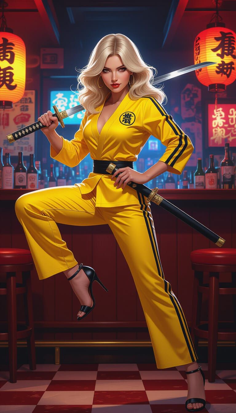 Woman in Bruce Lee Suit in Tokyo, Concept Art