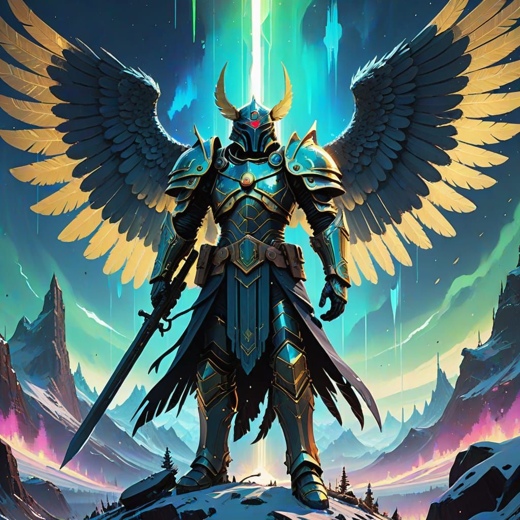 Majestic Celestial Warrior in Baroque Armor