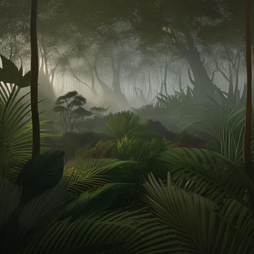 Tribal Gathering in Rousseau-Inspired Naive Art