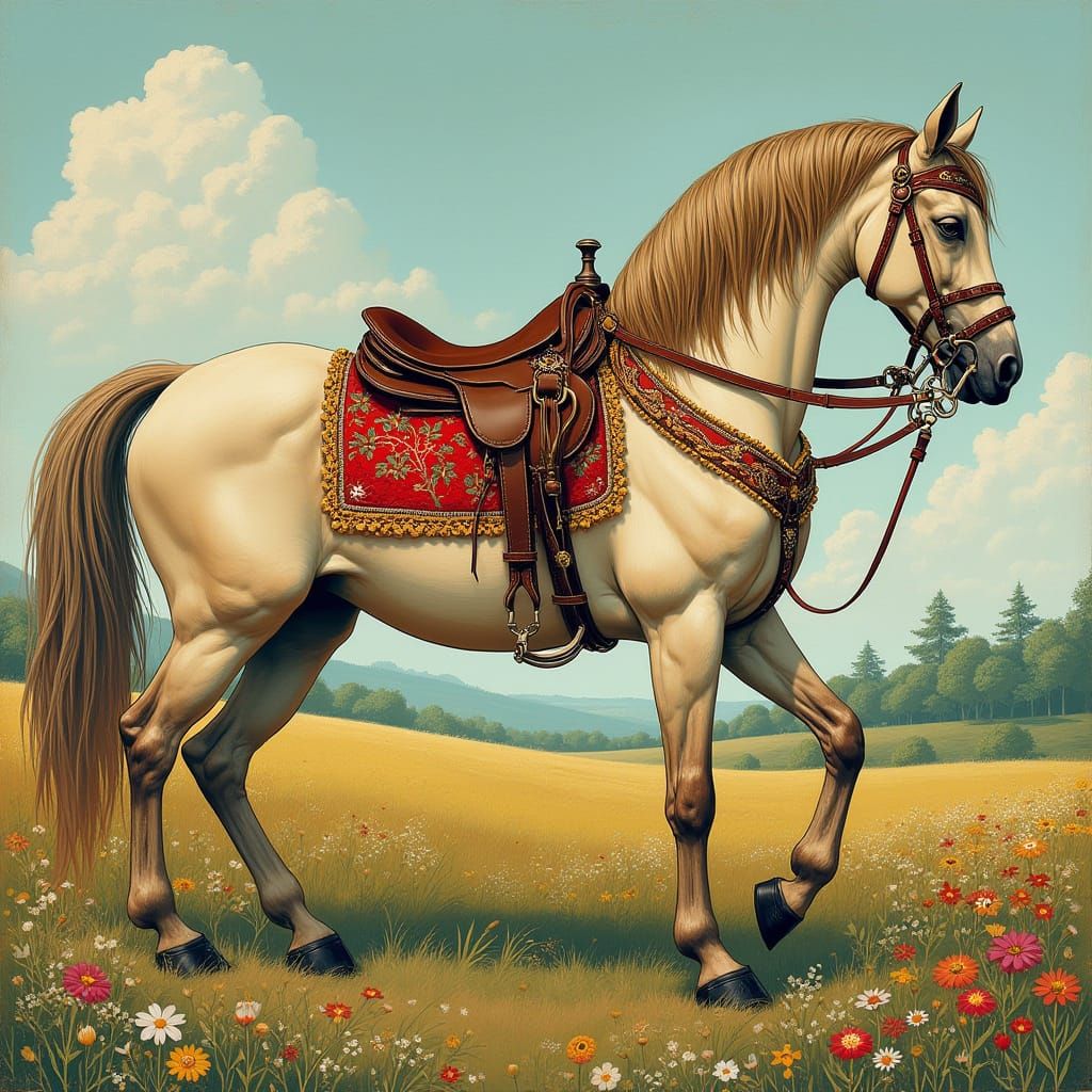 Majestic Horse in Art Nouveau Style