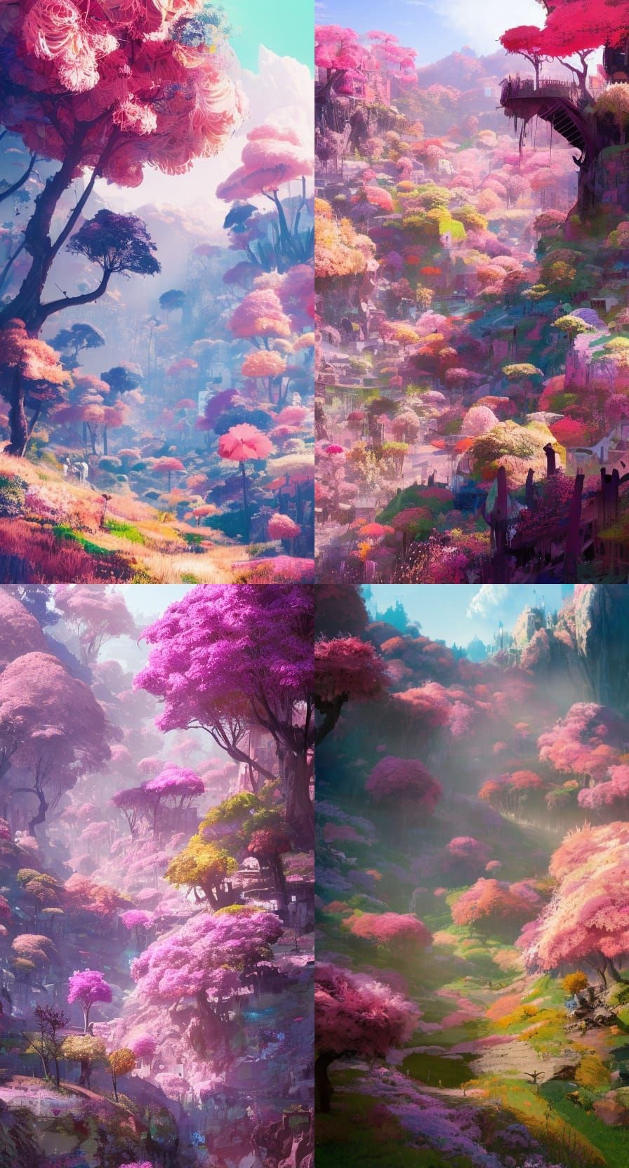 Valley of Multicolored Blossoms: A Matte Painting