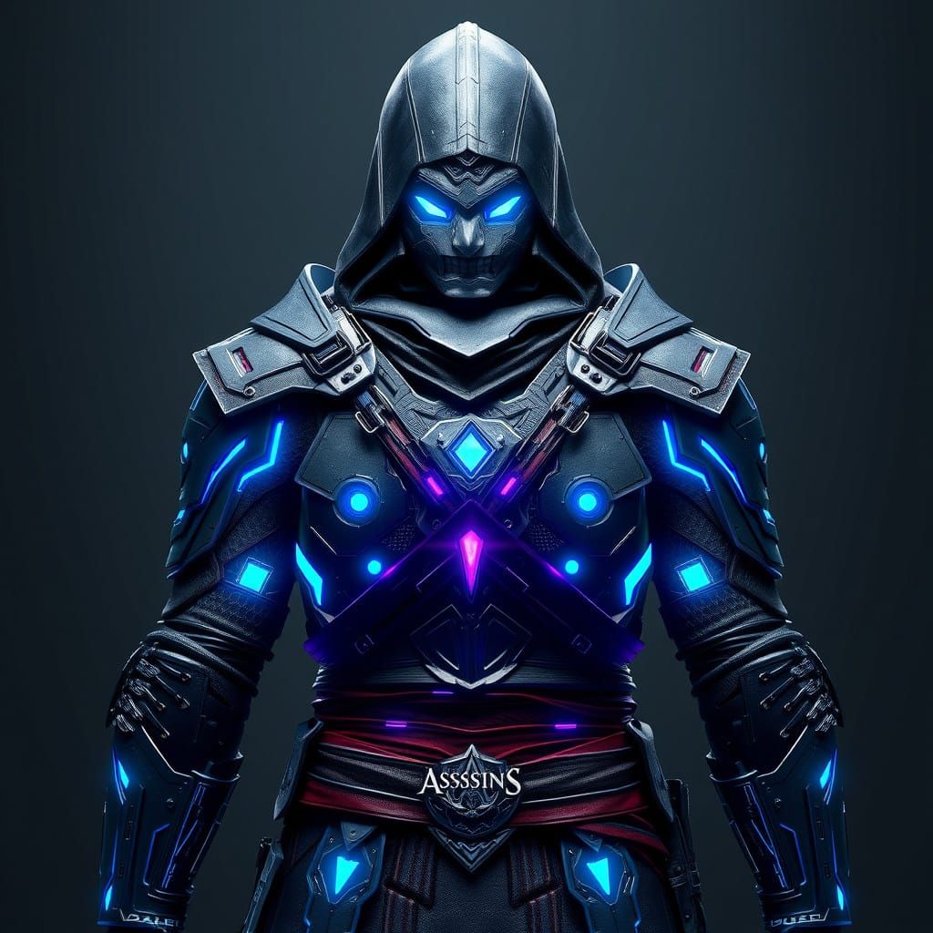 Vibrant Assassin's Creed Suit Concept Art in Dark Fantasy St...