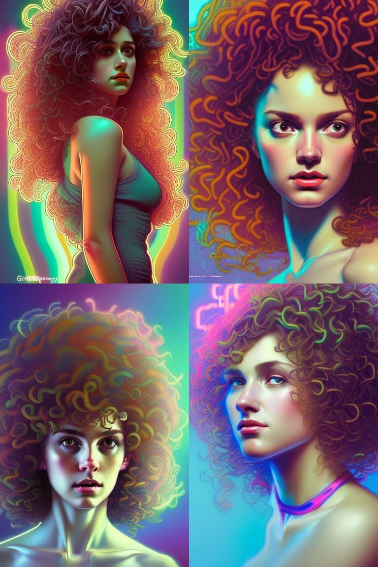 Neon Disco Portrait in Oil Pastel Style