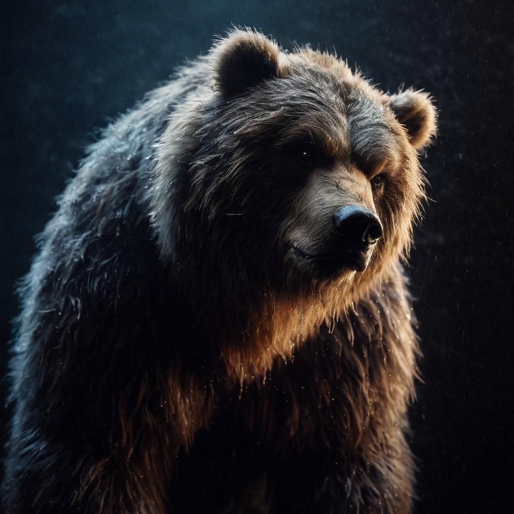 Ominous Kodiak Bear in Elemental Darkness