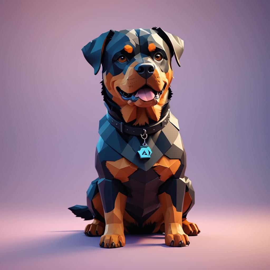 Low Poly Rottweiler Dog in 3D Digital Art