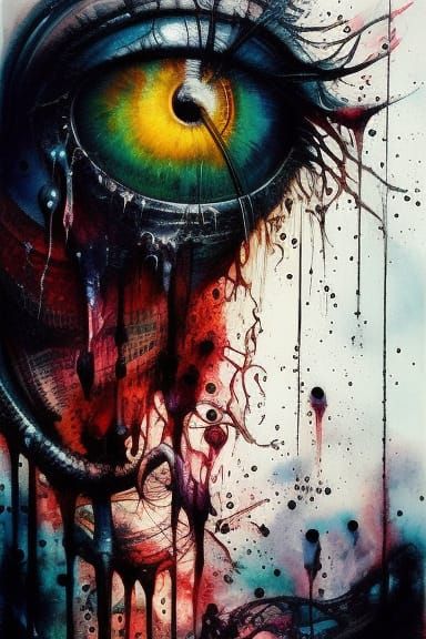 Fantastic Ink Splash Portrait in Gouache Style