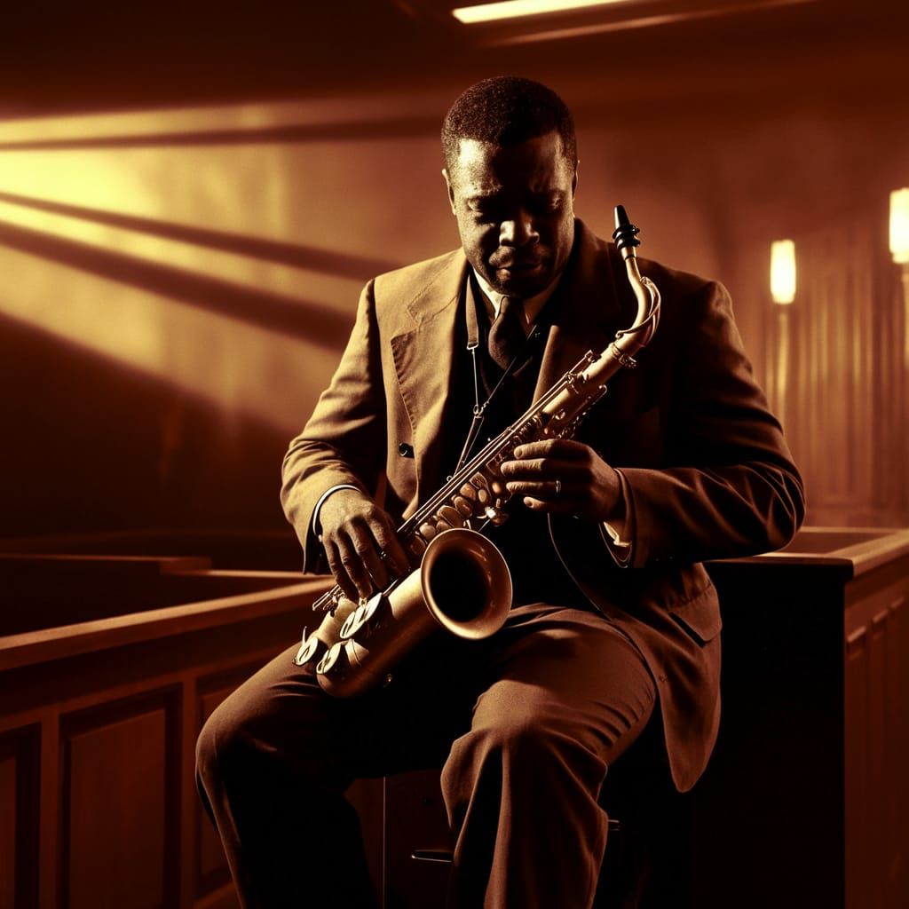 Film noir style, black and white, high contrast, a black man...