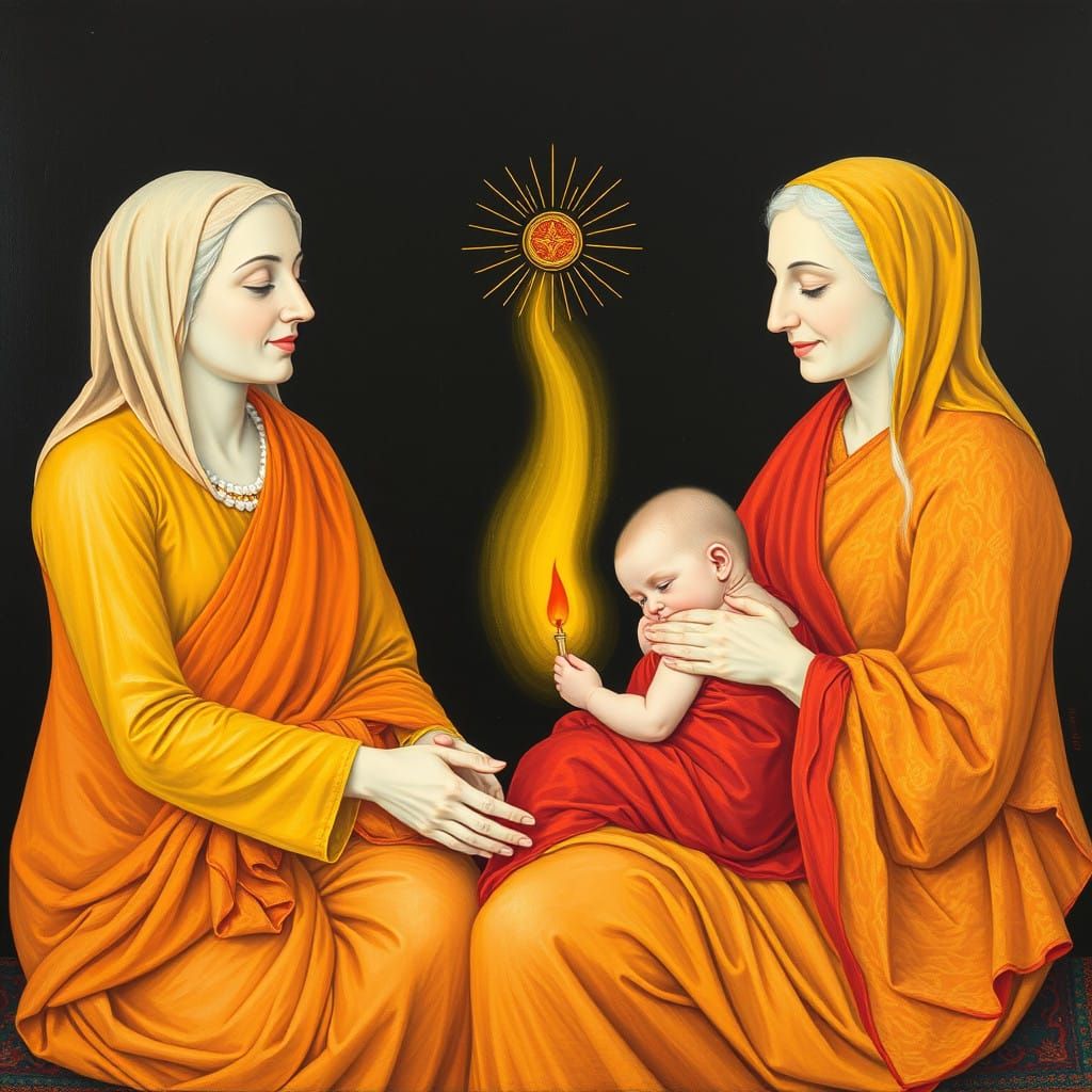 Divine Midwife in Vibrant Baroque Style