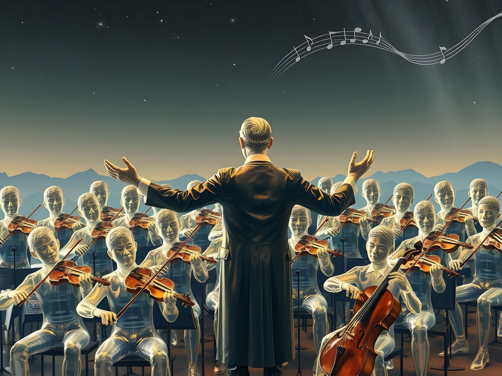 Glass Symphony Orchestra in Ultra HD Hyperrealism