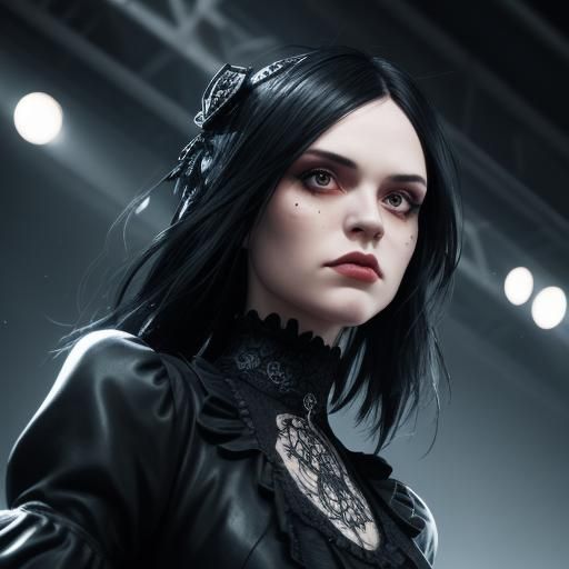 Goth Girl in Church, Photorealistic Unreal Engine Render