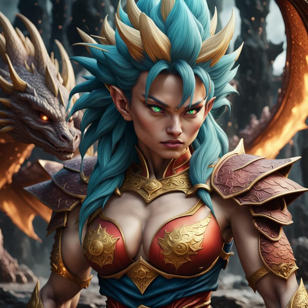 Detailed Super Saiyan Dragon: Fantasy Concept Art