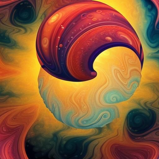 Astronaut Flying Near Jupiter with Abstract Fractals