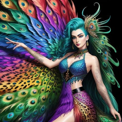 Colorful Dragon Scale Woman in Hyperrealistic Style