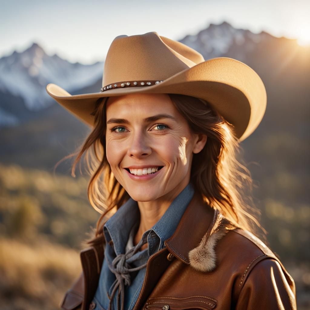 Cowgirl Smiling in Sunrise Portrait