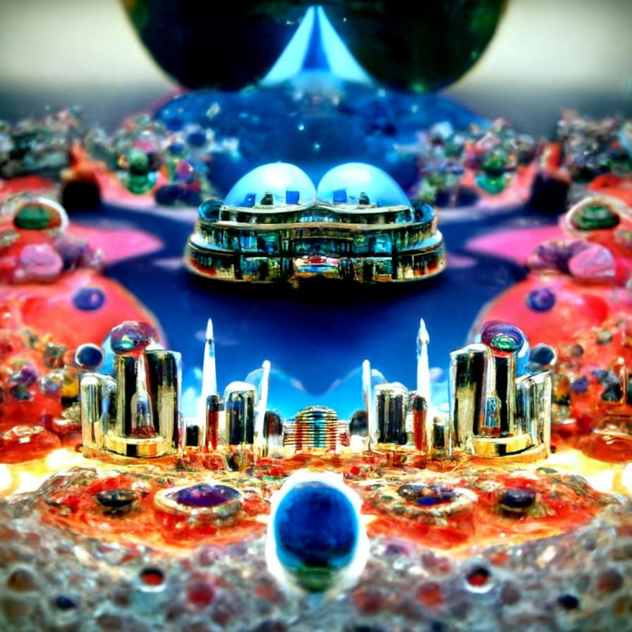 Futuristic Cosmic City on Distant Planet