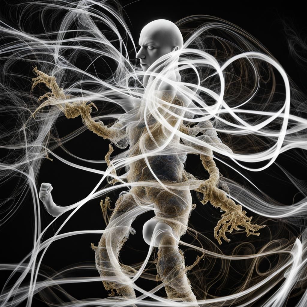Biopunk Ginger Man in Time-Lapse Photogram