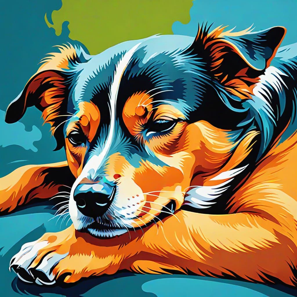 Abstract Dog Sleeping Peacefully in Fine Detail