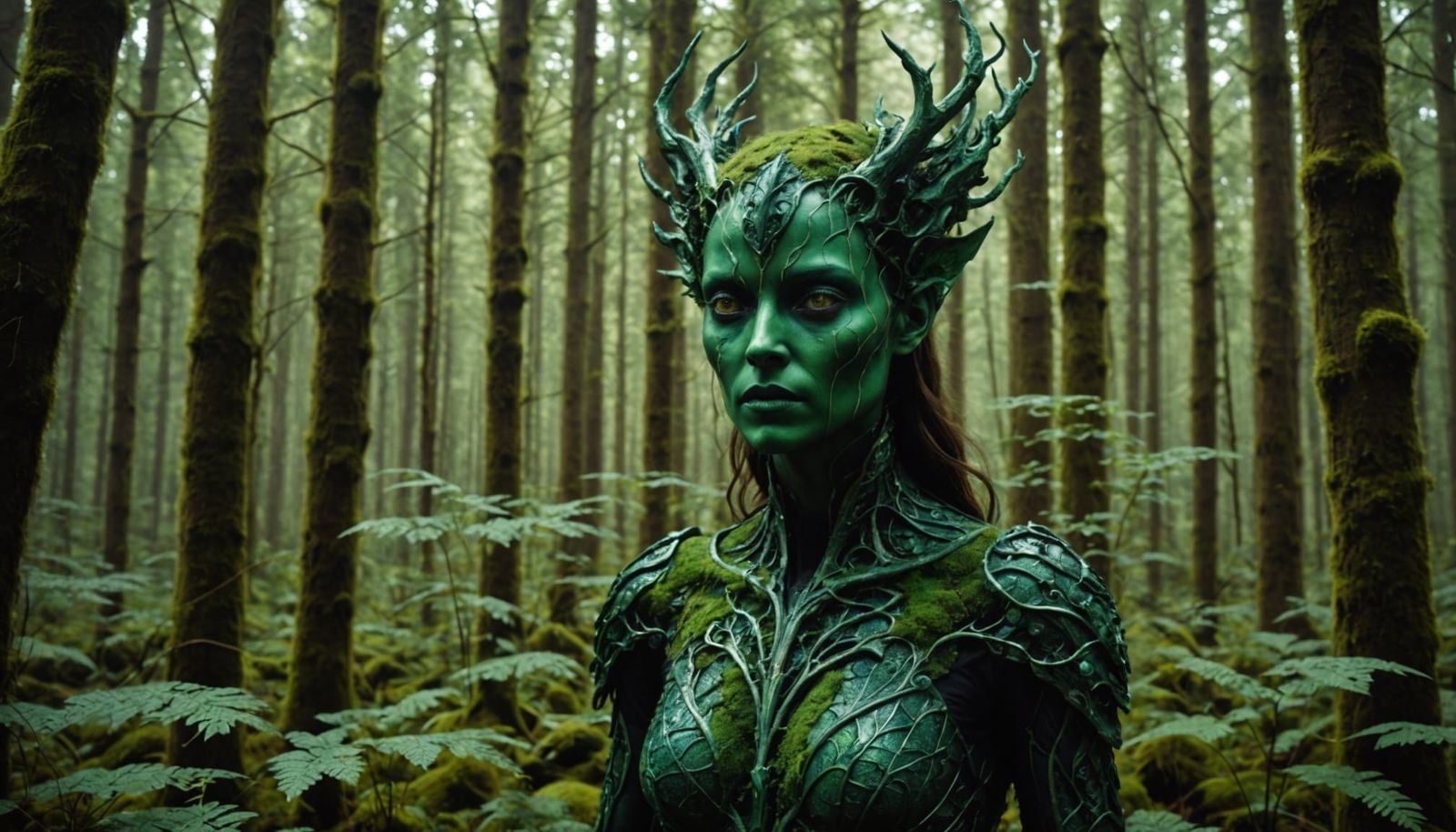 Hyperreal Forest Guardian with Bioluminescent Sigils