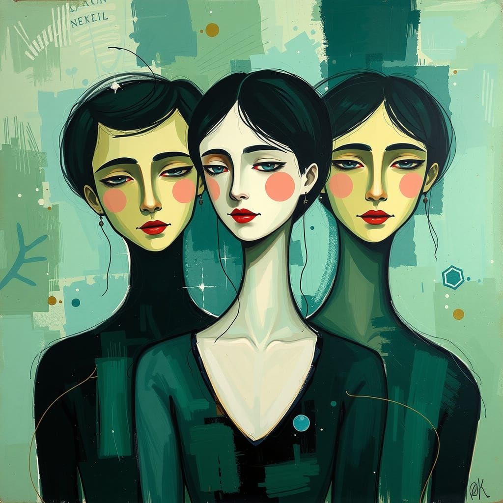 Abstract Geometric Shapes in Digital Art Style