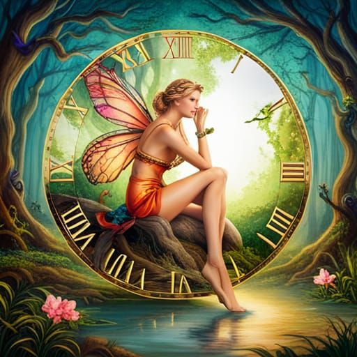 Fairy on Golden Throne in Tropical Forest