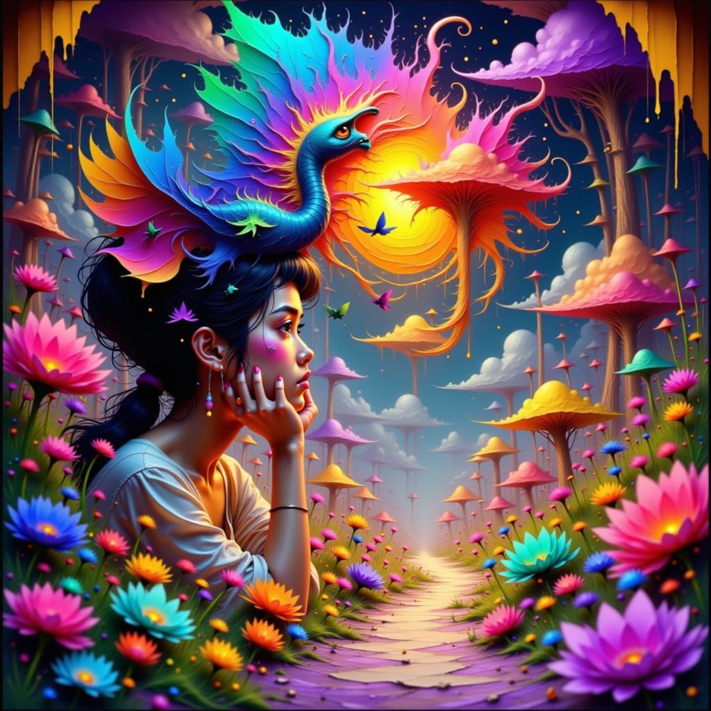 Dreamer in a Melting Surrealist World