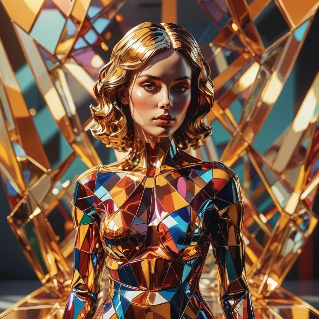 Glass Woman in Pop Art Style