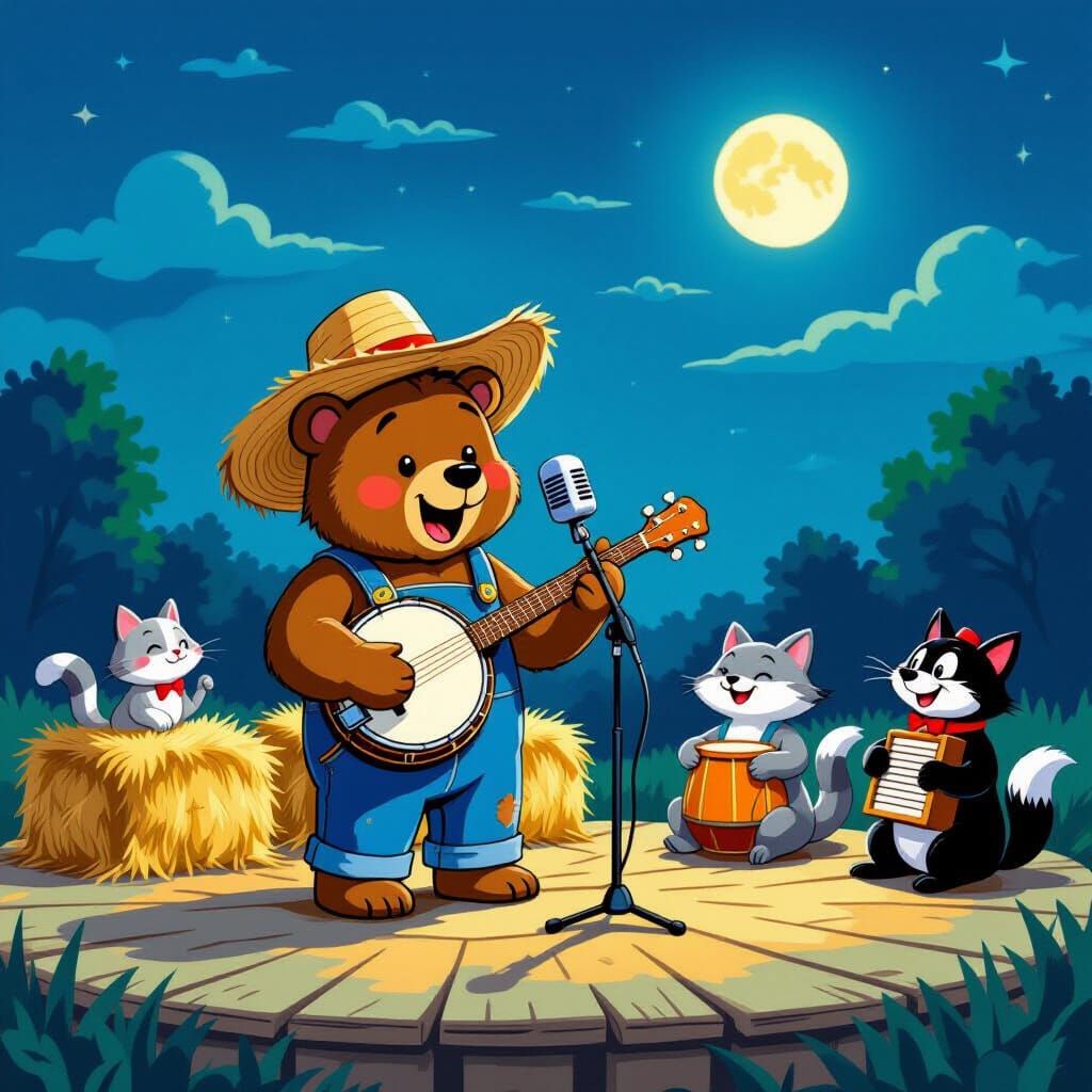 Country Critters Square Dance Under Moonlight