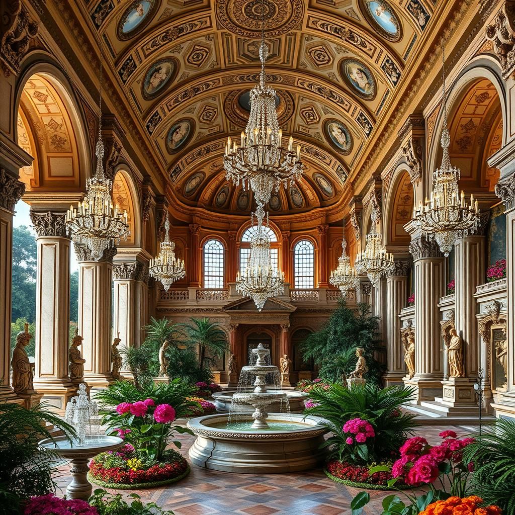 Opulent Baroque Palace with Sweeping Arches