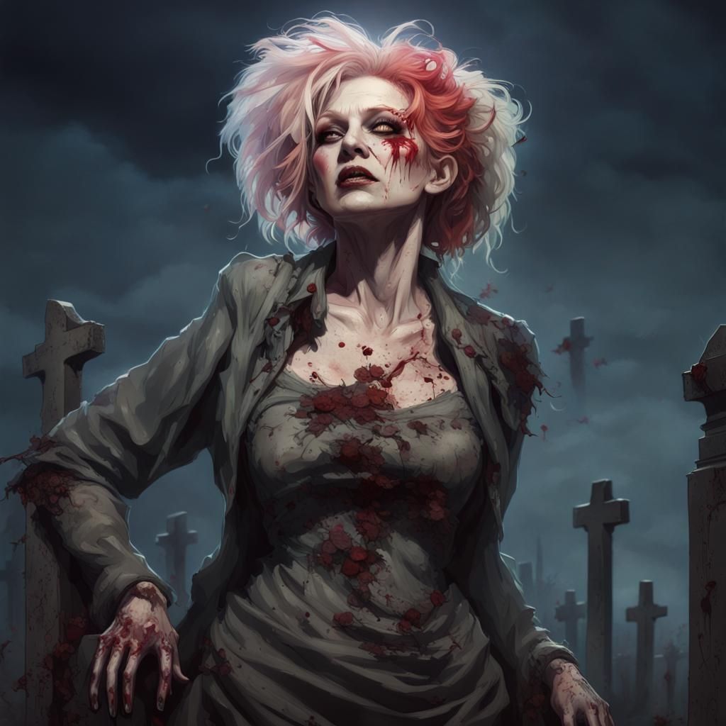Zombie Cyndi Lauper Rising, Hyperdetailed Concept Art