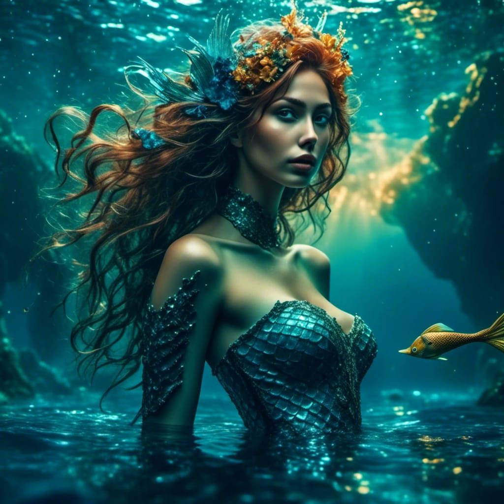 Handsome Male Mermaid in Photorealistic Fantasy Style