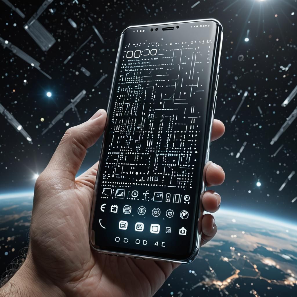 Futuristic Space Smartphone in Sleek Sci-Fi Style
