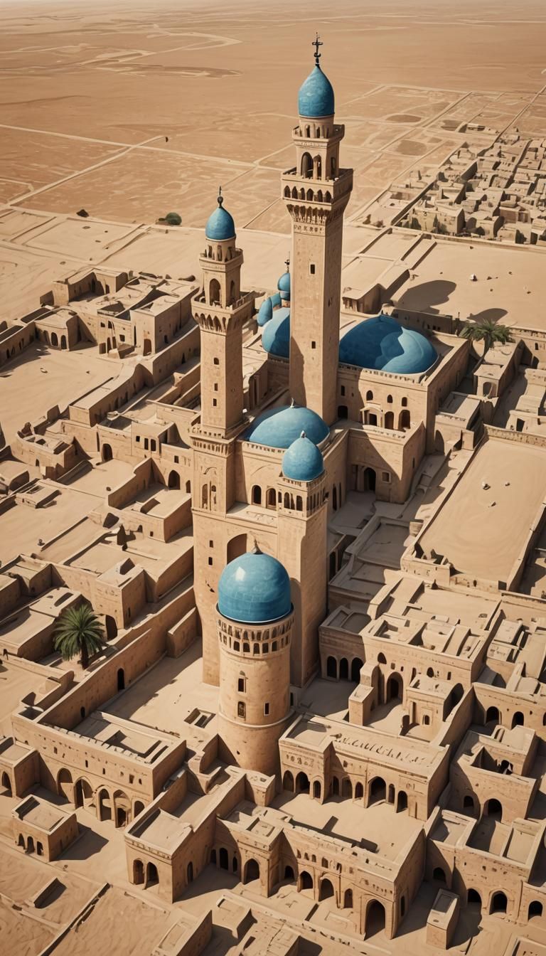 Great Mosque of Kairouan Illustration in Earth Tones