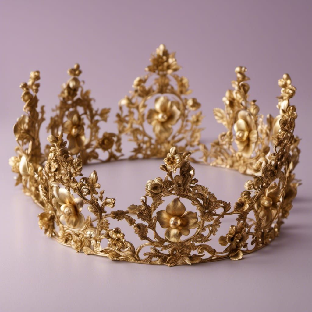 Golden Rose Princess Crown in Rococo Style