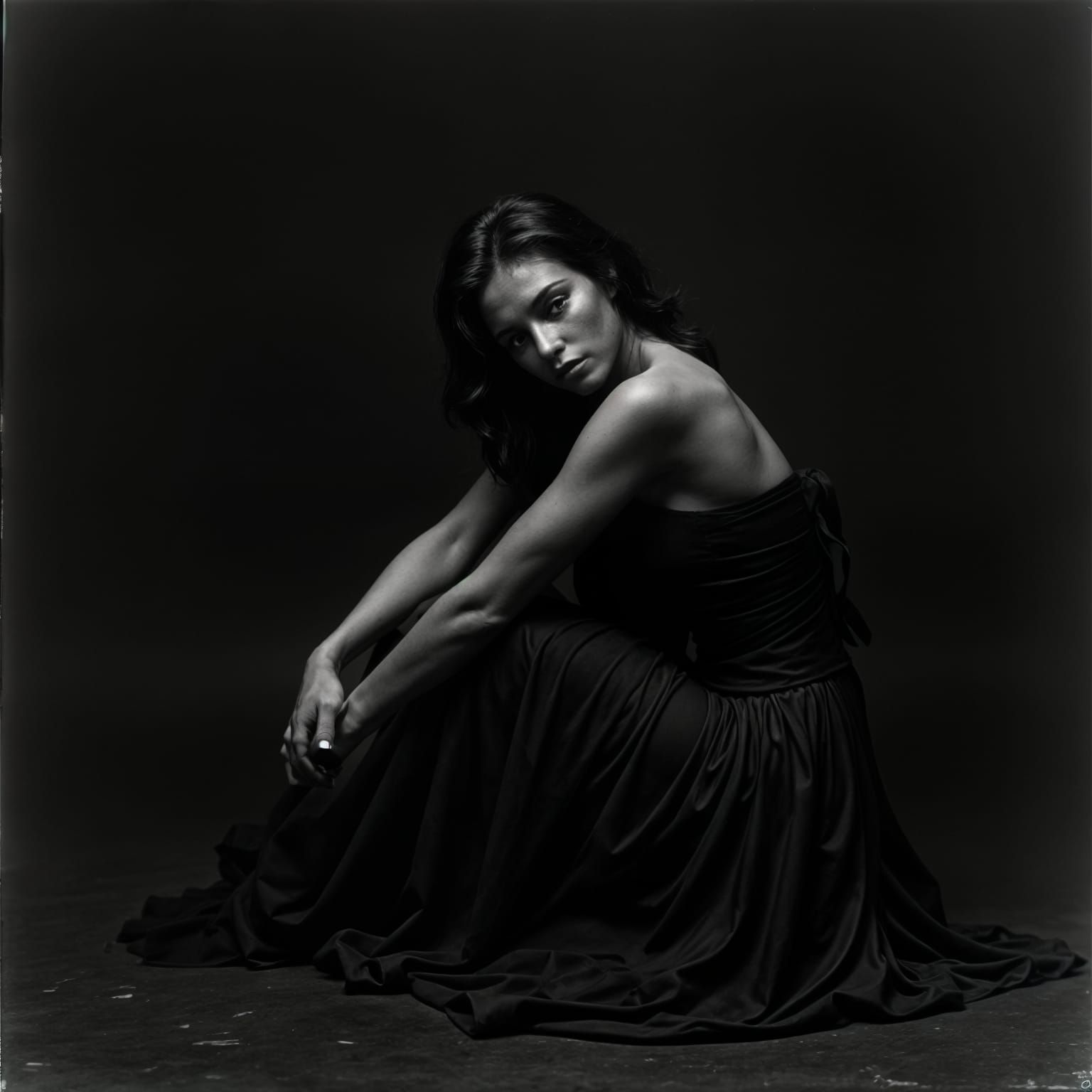 Monochrome Woman with Mandrake Still Life