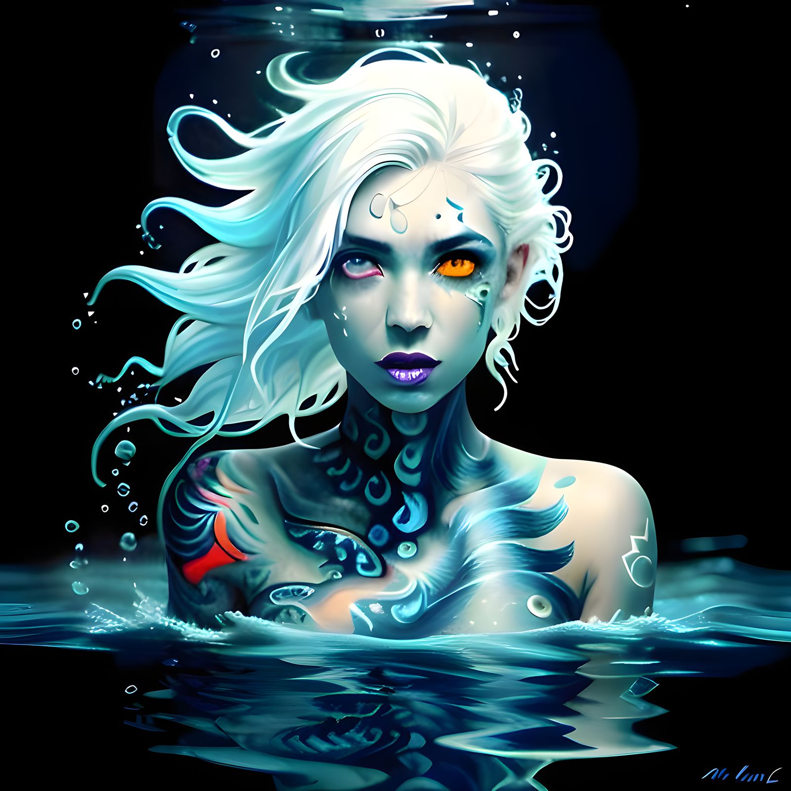 Underwater Body Painting with Fish Tattoos in Splash Art