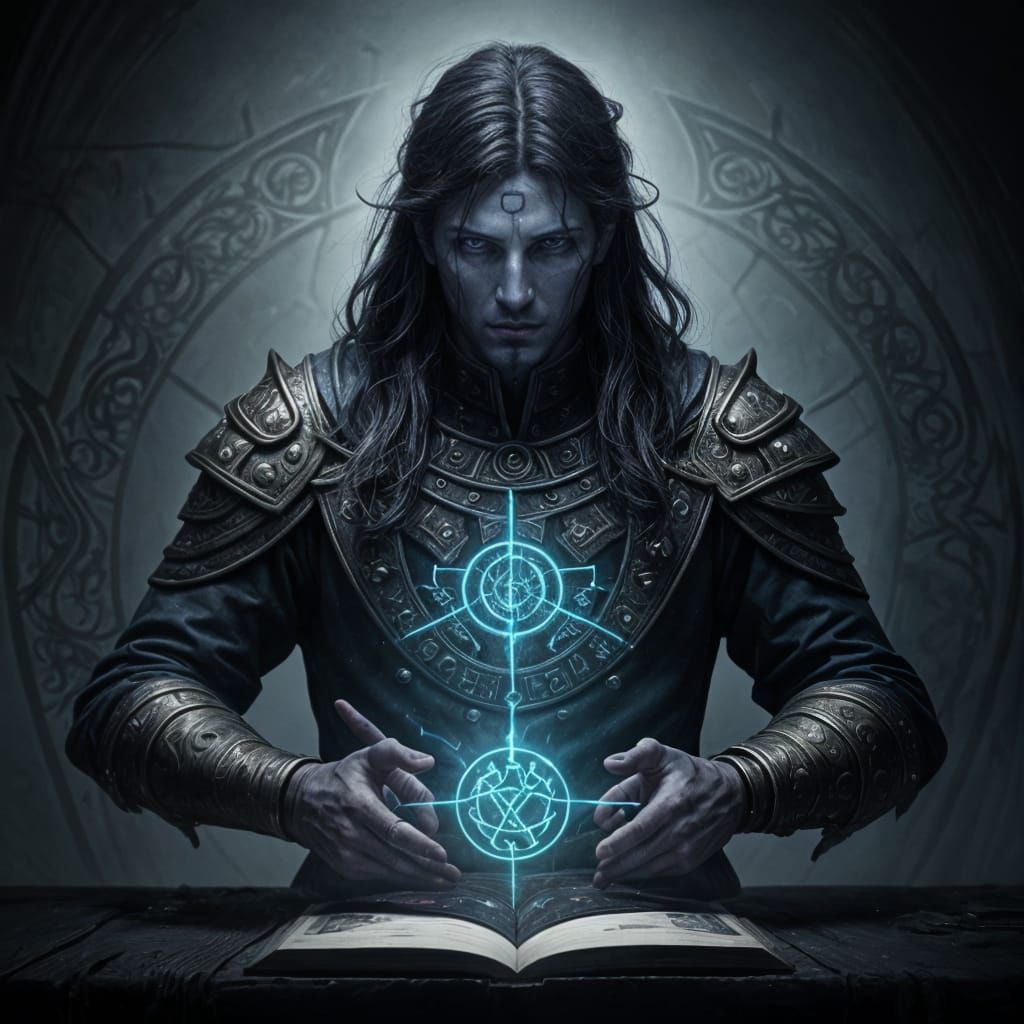 Necromancer Summoning Demons: Dark Fantasy Tarot Card