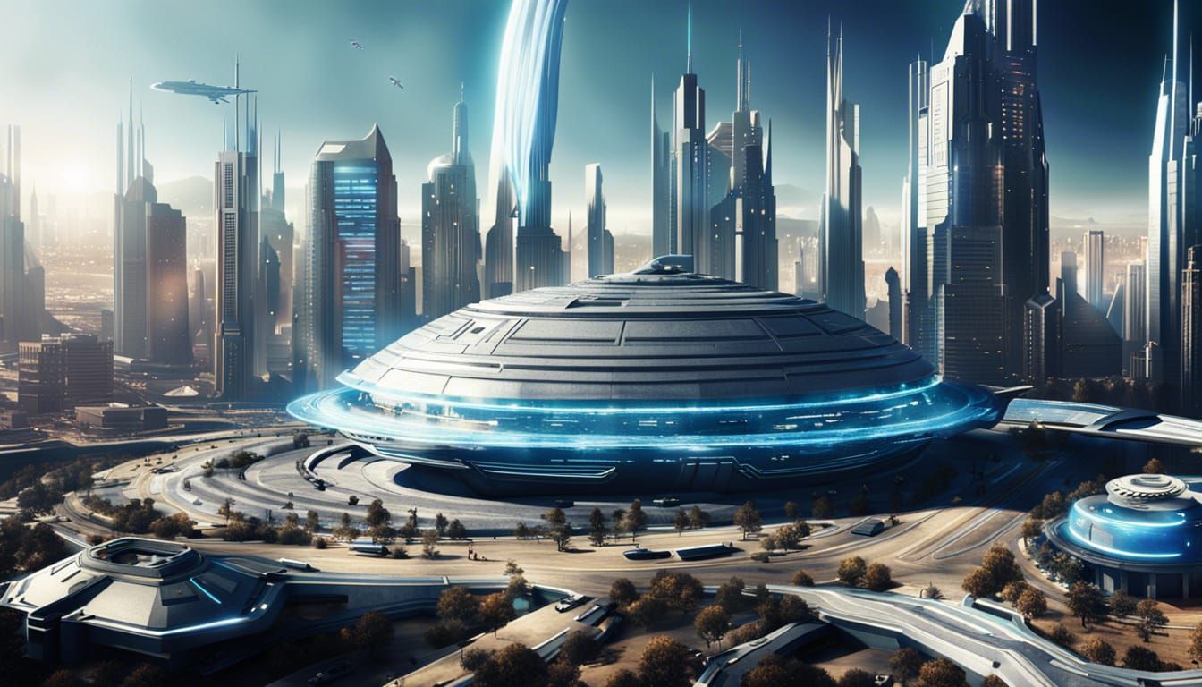 Futuristic Starfleet Headquarters on Earth: Digital Matte Pa...