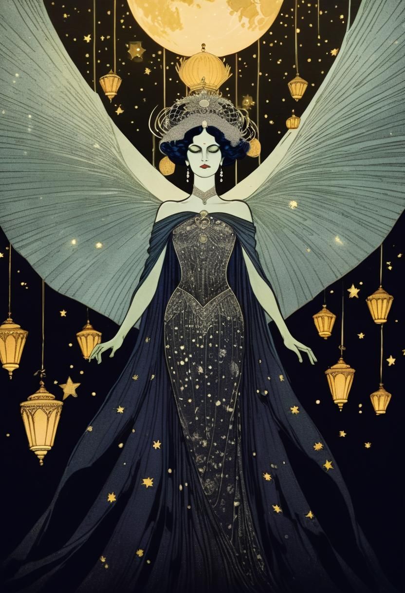 Queen of the Night in the Style of Franklin Booth