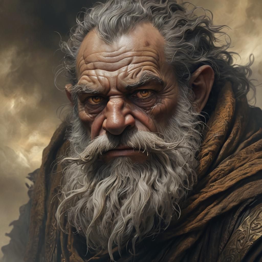 Dwarf Evoker Portrait in Dark Fantasy Style