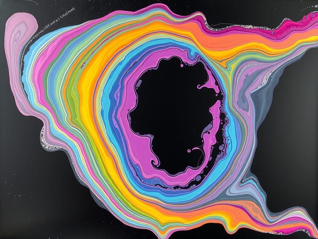 Rainbow Acrylic Pouring Art with Open Cells